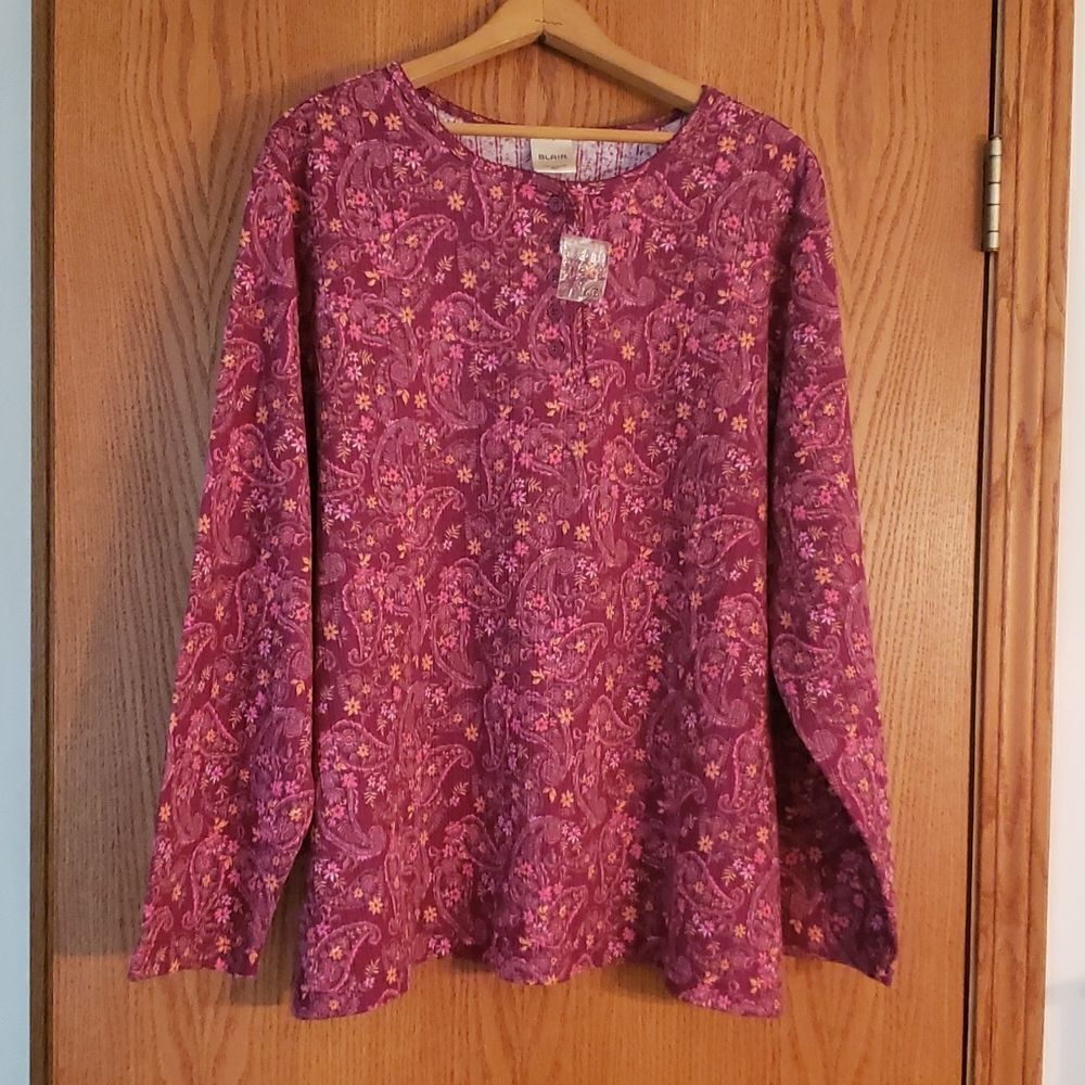 NWT Blair Pink Purple Paisley Top Sz 3X